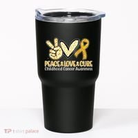 Peace Love Cure Childhood Cancer Awareness Tumbler thumb 0
