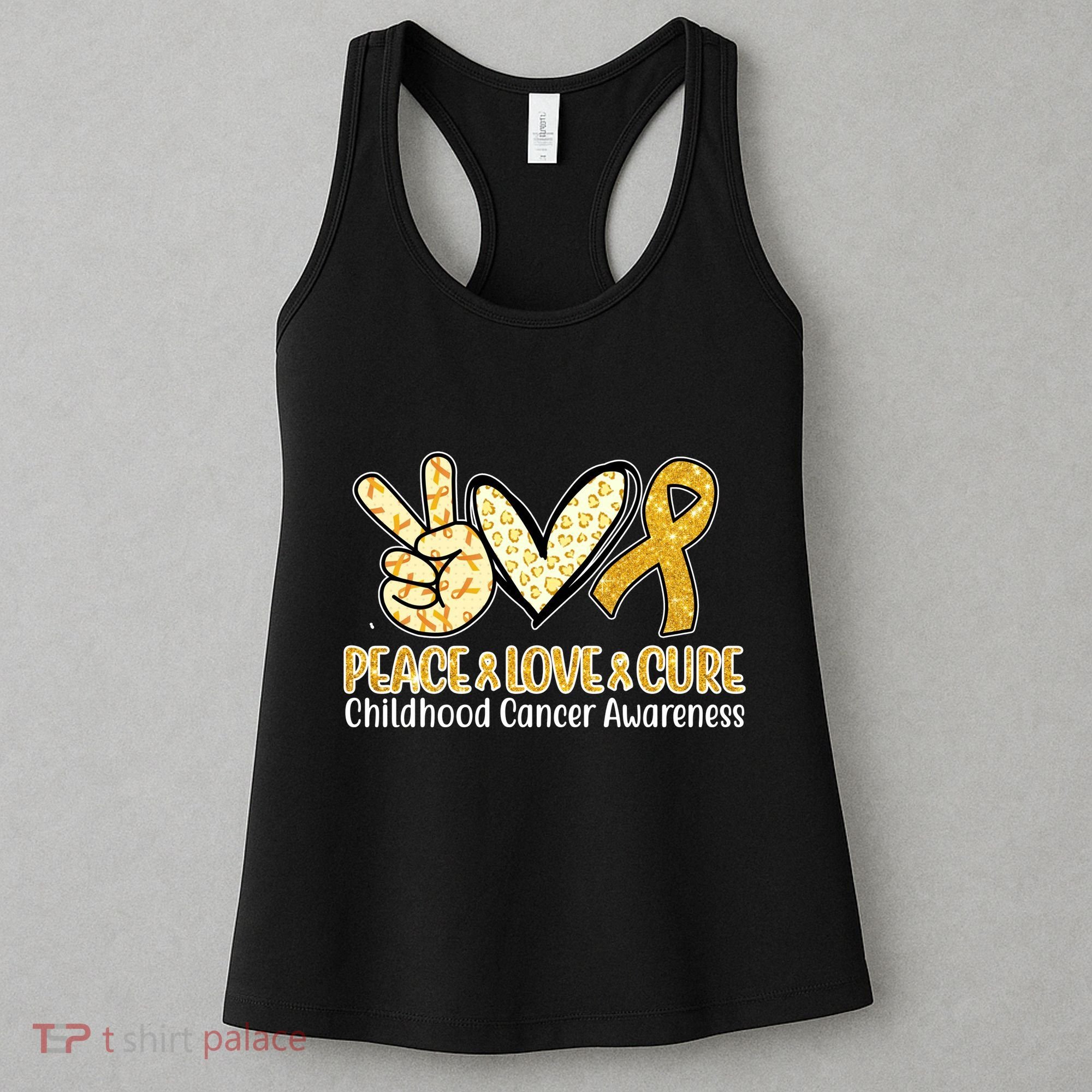 Peace Love Cure Childhood Cancer Awareness Women's Tank Top