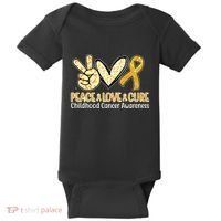 Peace Love Cure Childhood Cancer Awareness Baby Bodysuit thumb 0