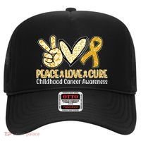 Peace Love Cure Childhood Cancer Awareness Hat thumb 0