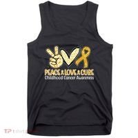 Peace Love Cure Childhood Cancer Awareness Tank Top thumb 0