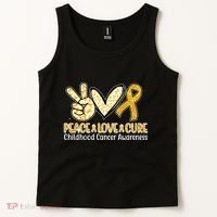 Peace Love Cure Childhood Cancer Awareness Tank Top thumb 2