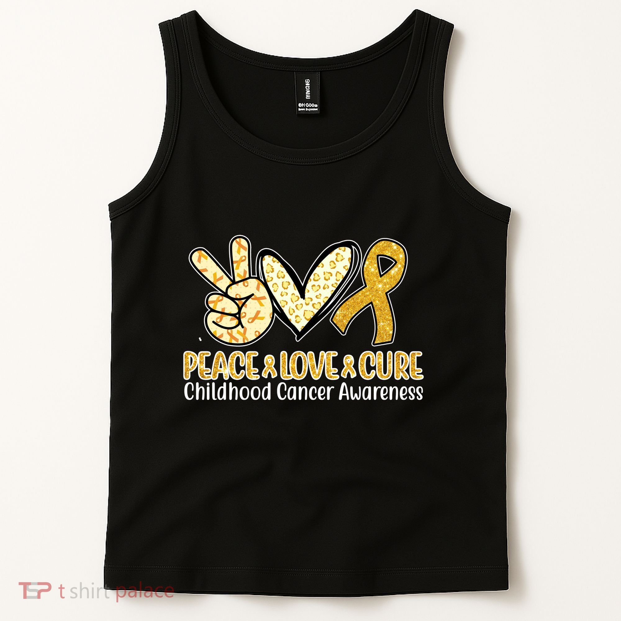 Peace Love Cure Childhood Cancer Awareness Tank Top