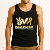 Peace Love Cure Childhood Cancer Awareness Tank Top thumb 3
