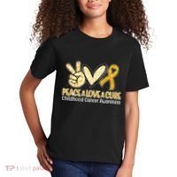 Peace Love Cure Childhood Cancer Awareness Kids T-Shirt thumb 2