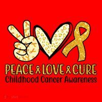 Peace Love Cure Childhood Cancer Awareness Santa Hat thumb 1