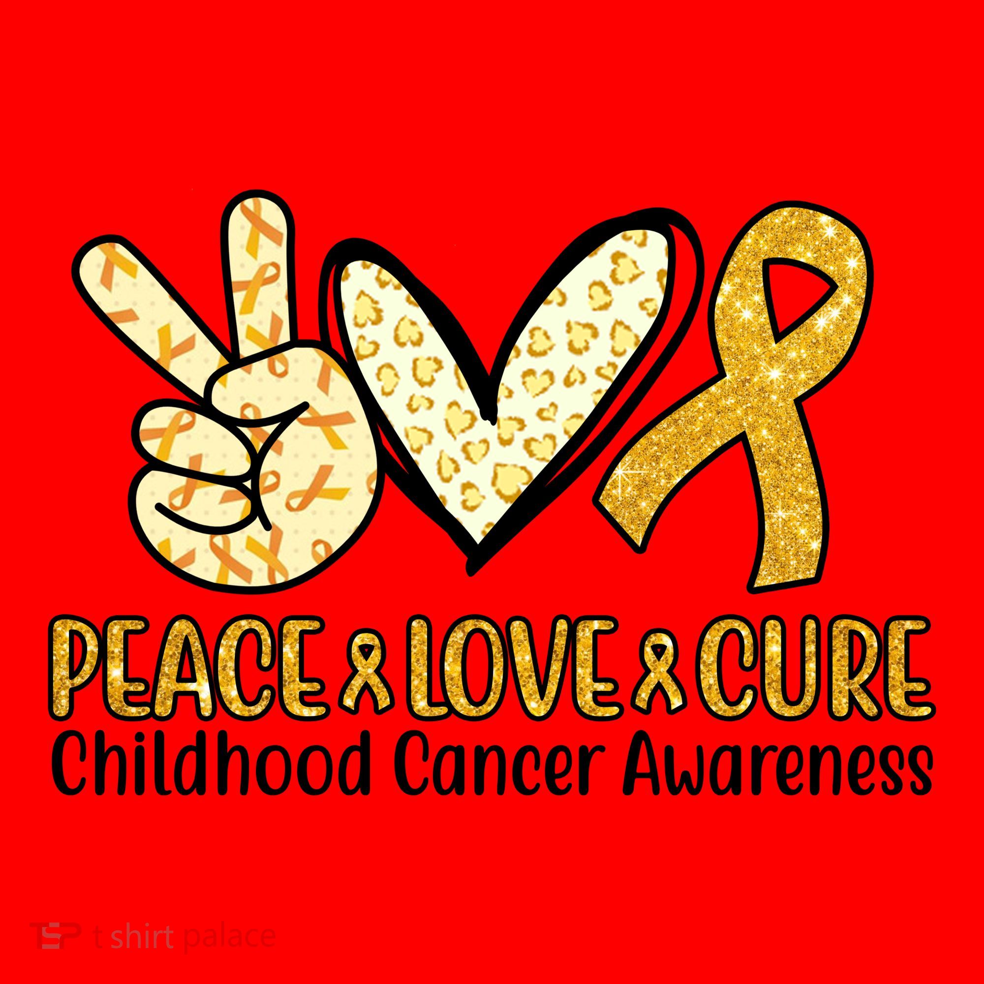 Peace Love Cure Childhood Cancer Awareness Santa Hat