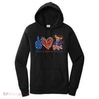 Peace Love Chihuahua Dog Patriotic America Flag 4th July Cute Gift Women's Hoodie thumb 0