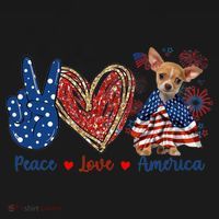 Peace Love Chihuahua Dog Patriotic America Flag 4th July Cute Gift Women's Hoodie thumb 2