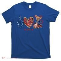 Peace Love Chihuahua Dog Patriotic America Flag 4th July Cute Gift T-Shirt thumb 0