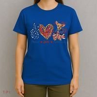 Peace Love Chihuahua Dog Patriotic America Flag 4th July Cute Gift T-Shirt thumb 4