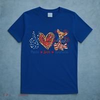 Peace Love Chihuahua Dog Patriotic America Flag 4th July Cute Gift T-Shirt thumb 5