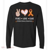 Peace Love Cure Multiple Sclerosis Awareness Gift Comfort Colors Heavyweight Long Sleeve T-Shirt thumb 0