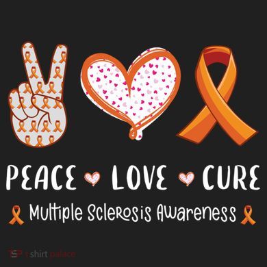 Peace Love Cure Multiple Sclerosis Awareness Gift Comfort Colors Heavyweight Long Sleeve T-Shirt