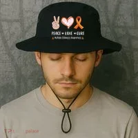 Peace Love Cure Multiple Sclerosis Awareness Gift Bucket Hat thumb 2
