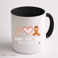 Peace Love Cure Multiple Sclerosis Awareness Gift Coffee Mug thumb 1
