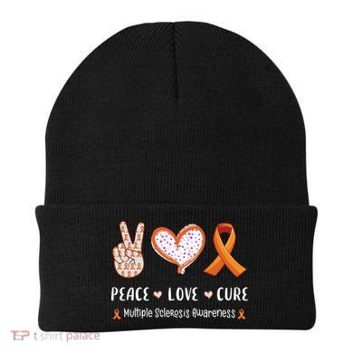 Peace Love Cure Multiple Sclerosis Awareness Gift Beanie