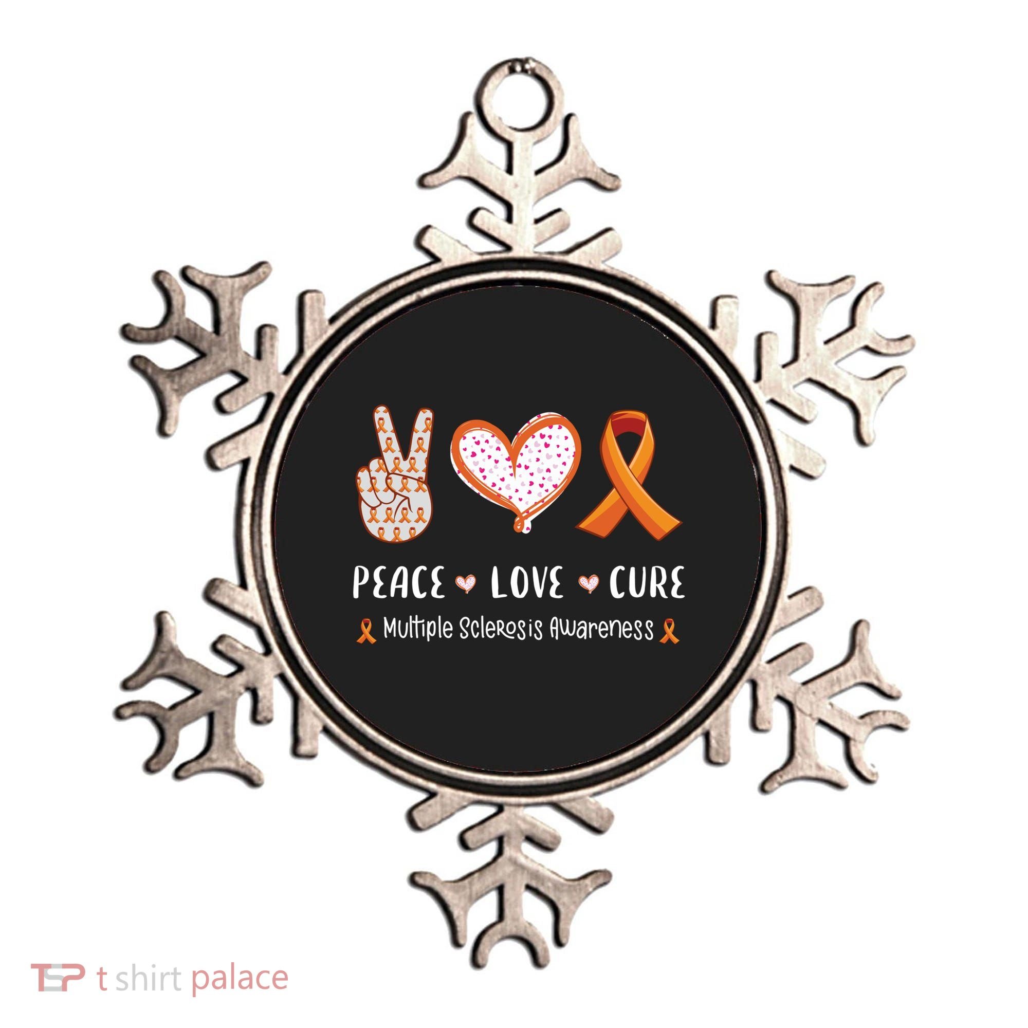 Peace Love Cure Multiple Sclerosis Awareness Gift Ornament