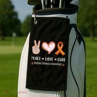 Peace Love Cure Multiple Sclerosis Awareness Gift Golf Towel thumb 2