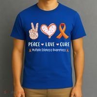 Peace Love Cure Multiple Sclerosis Awareness Gift T-Shirt thumb 3
