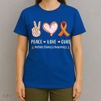 Peace Love Cure Multiple Sclerosis Awareness Gift T-Shirt thumb 4