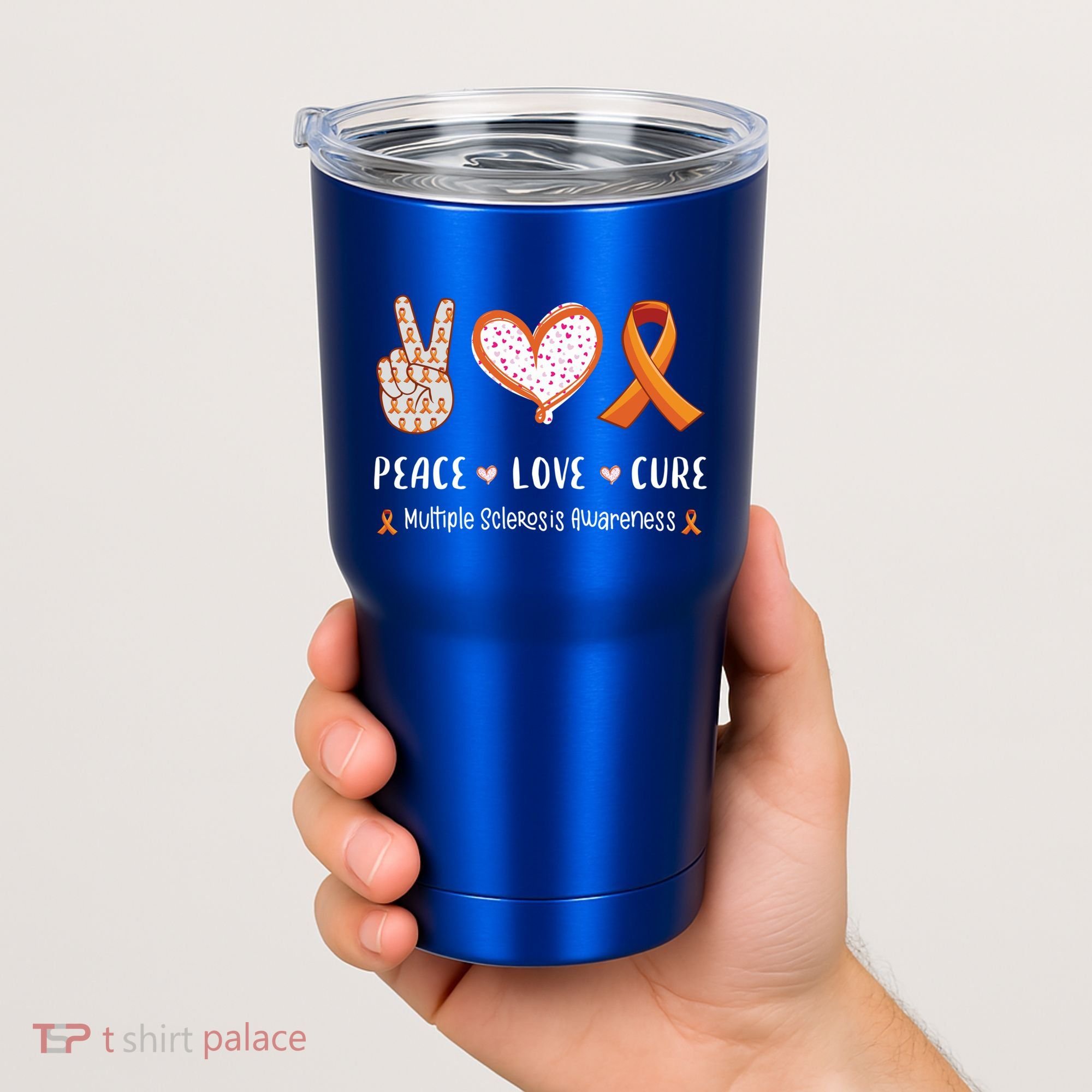 Peace Love Cure Multiple Sclerosis Awareness Gift Tumbler