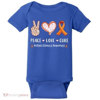 Peace Love Cure Multiple Sclerosis Awareness Gift Baby Bodysuit