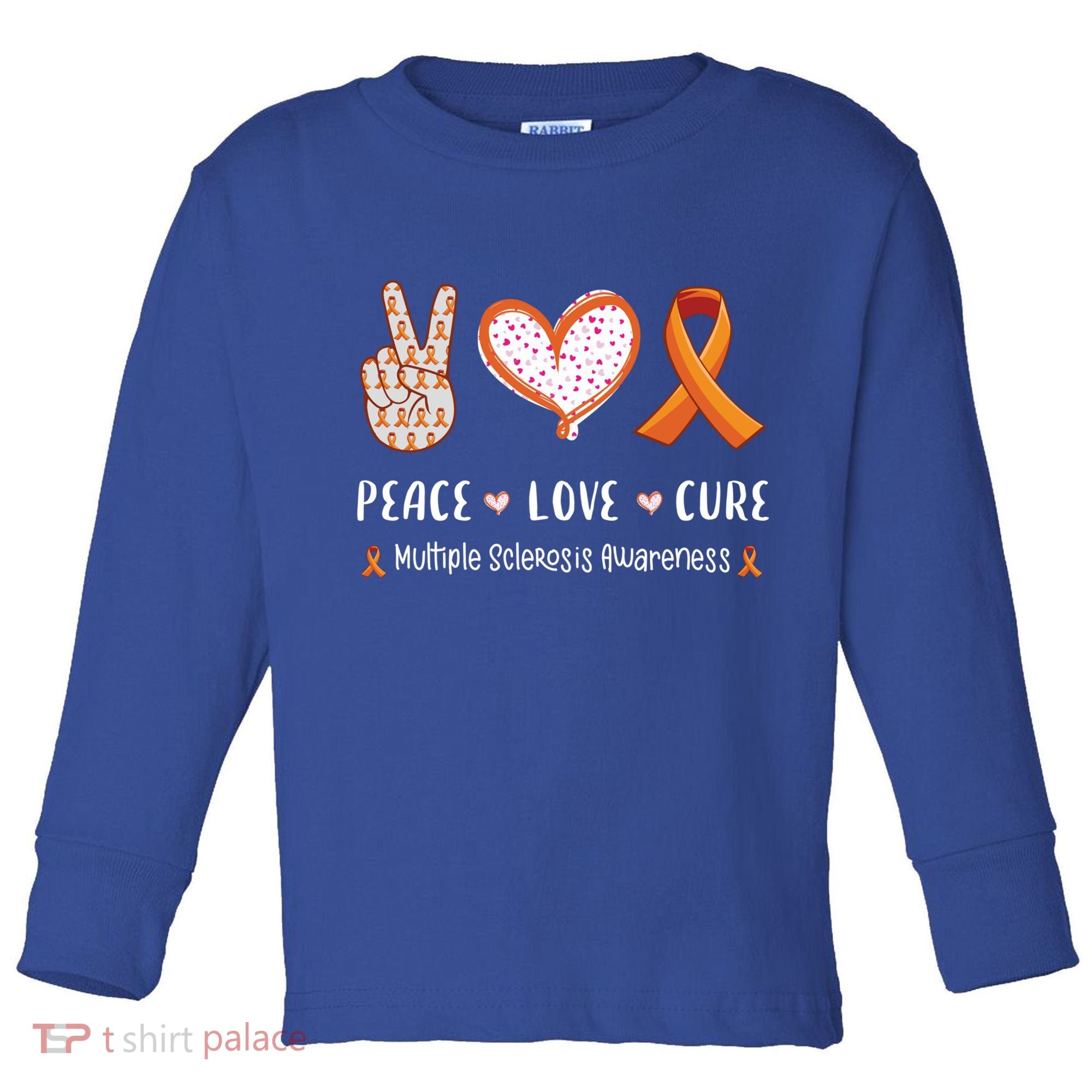 Peace Love Cure Multiple Sclerosis Awareness Gift Toddler Long Sleeve Shirt