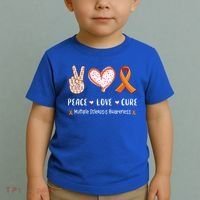 Peace Love Cure Multiple Sclerosis Awareness Gift Toddler T-Shirt thumb 2