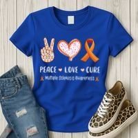 Peace Love Cure Multiple Sclerosis Awareness Gift Women's T-Shirt thumb 3