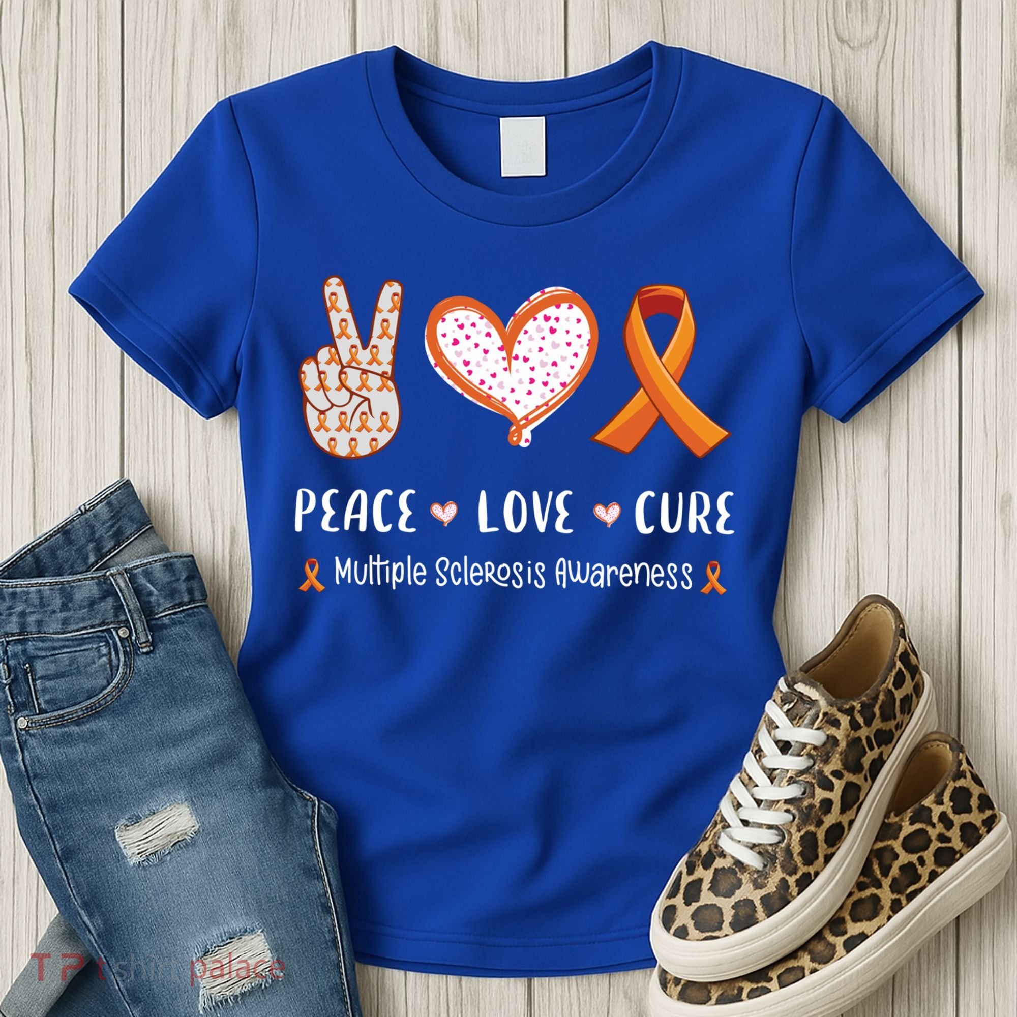Peace Love Cure Multiple Sclerosis Awareness Gift Women's T-Shirt