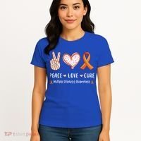 Peace Love Cure Multiple Sclerosis Awareness Gift Women's T-Shirt thumb 4