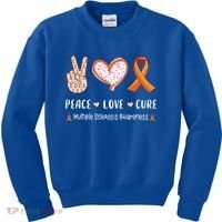 Peace Love Cure Multiple Sclerosis Awareness Gift Kids Sweatshirt thumb 0