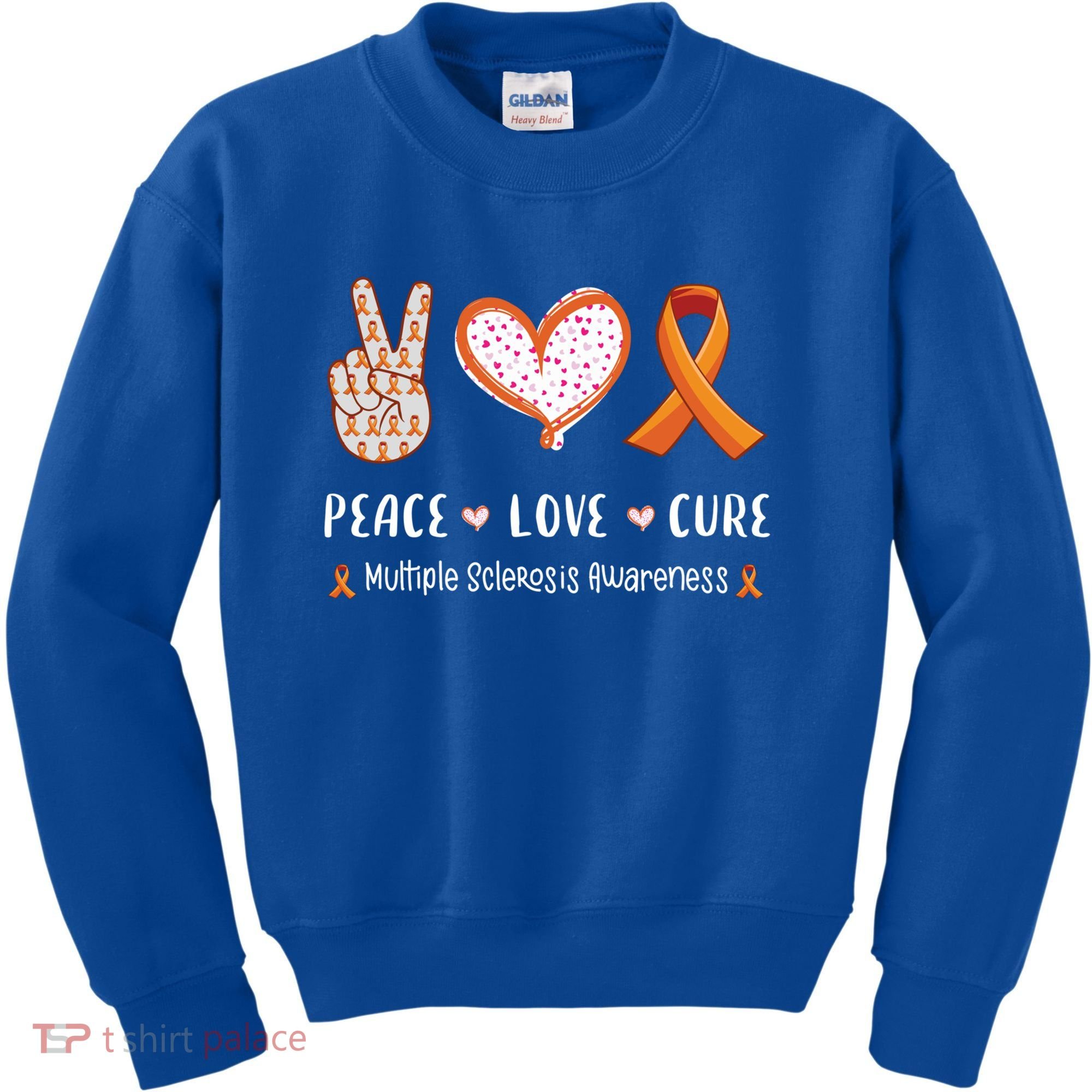 Peace Love Cure Multiple Sclerosis Awareness Gift Kids Sweatshirt