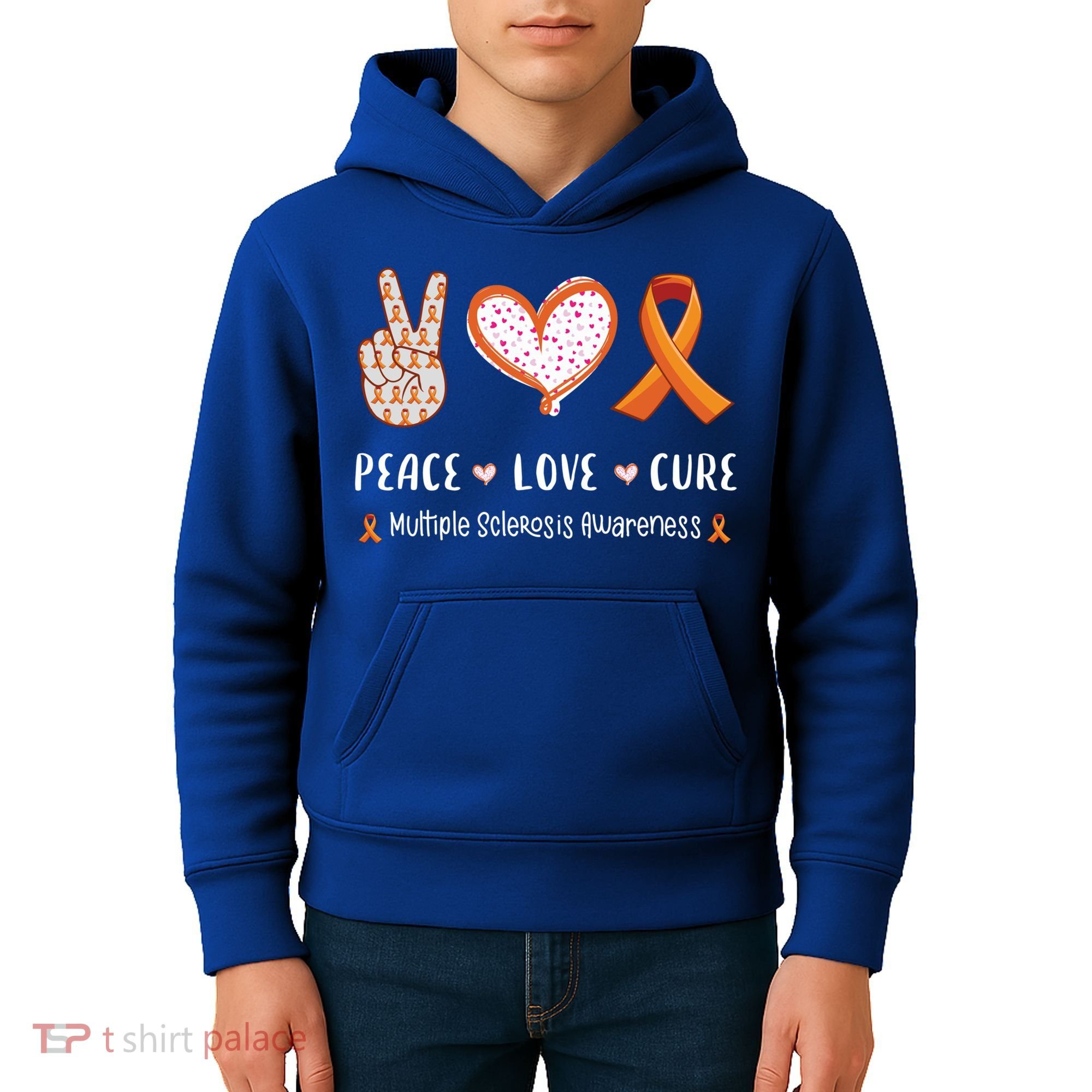 Peace Love Cure Multiple Sclerosis Awareness Gift Kids Hoodie
