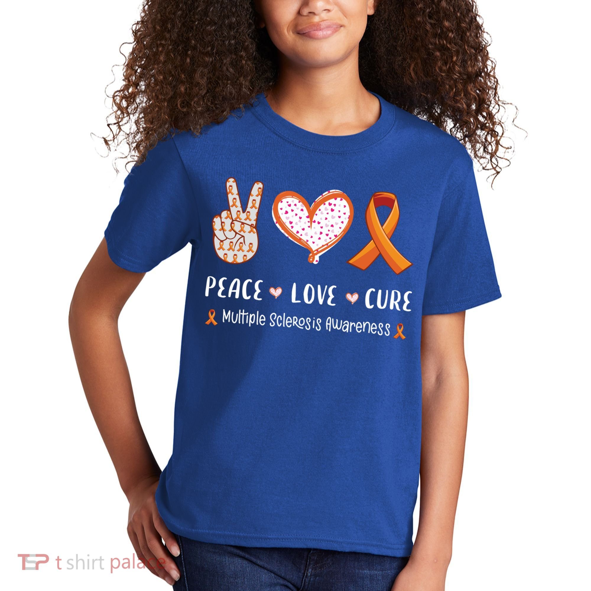Peace Love Cure Multiple Sclerosis Awareness Gift Kids T-Shirt