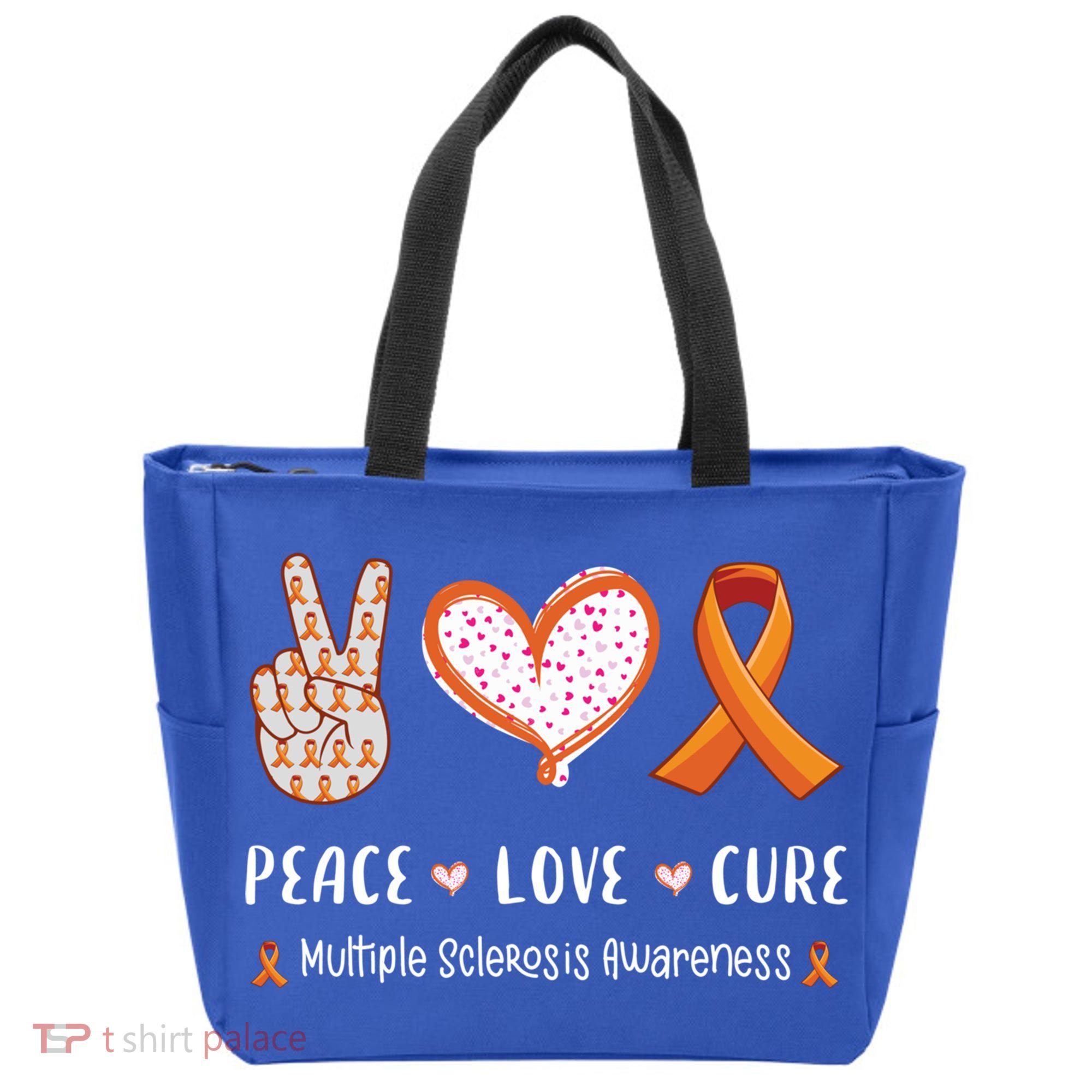 Peace Love Cure Multiple Sclerosis Awareness Gift Tote Bag