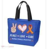 Peace Love Cure Multiple Sclerosis Awareness Gift Tote Bag thumb 3