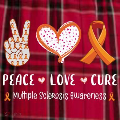 Peace Love Cure Multiple Sclerosis Awareness Gift Women's Flannel Plaid Pajama Pants
