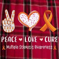 Peace Love Cure Multiple Sclerosis Awareness Gift Women's Flannel Plaid Pajama Pants thumb 2