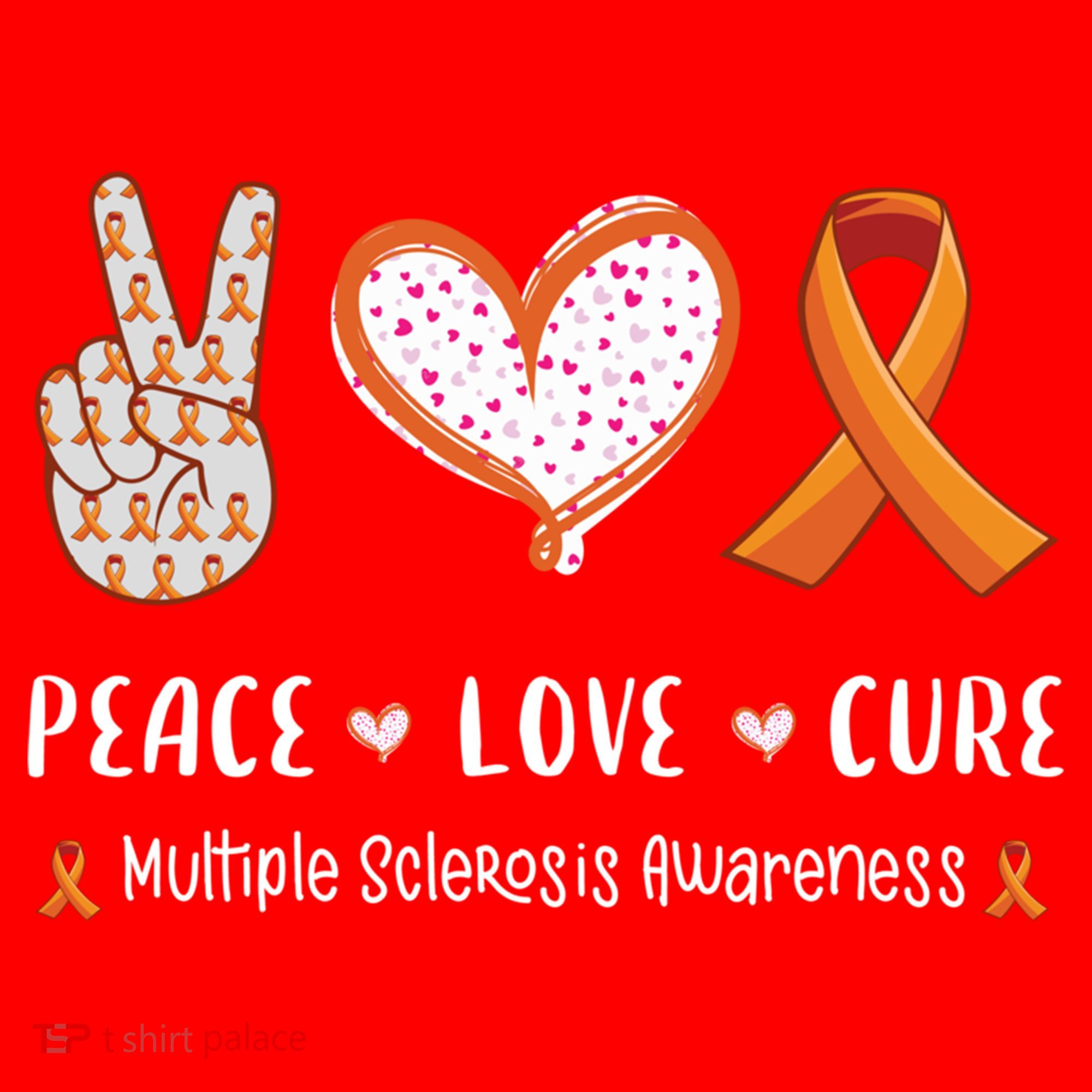 Peace Love Cure Multiple Sclerosis Awareness Gift Santa Hat