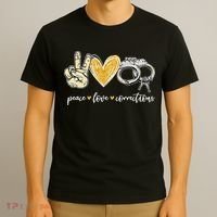 Peace Love Corrections Handcuff Funny Police Officer Gifts T-Shirt thumb 3