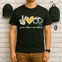 Peace Love Corrections Handcuff Funny Police Officer Gifts T-Shirt thumb 6