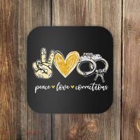 Peace Love Corrections Handcuff Funny Police Officer Gifts Coaster thumb 0