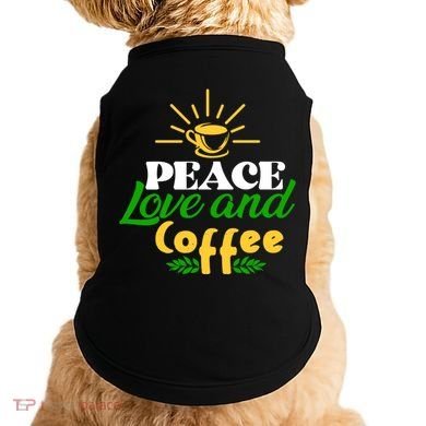 Peace Love & Coffee Motif Doggie Tank