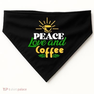 Peace Love & Coffee Motif USA-Made Doggie Bandana