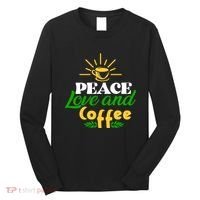 Peace Love & Coffee Motif Long Sleeve Shirt thumb 0