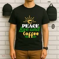 Peace Love & Coffee Motif T-Shirt thumb 6