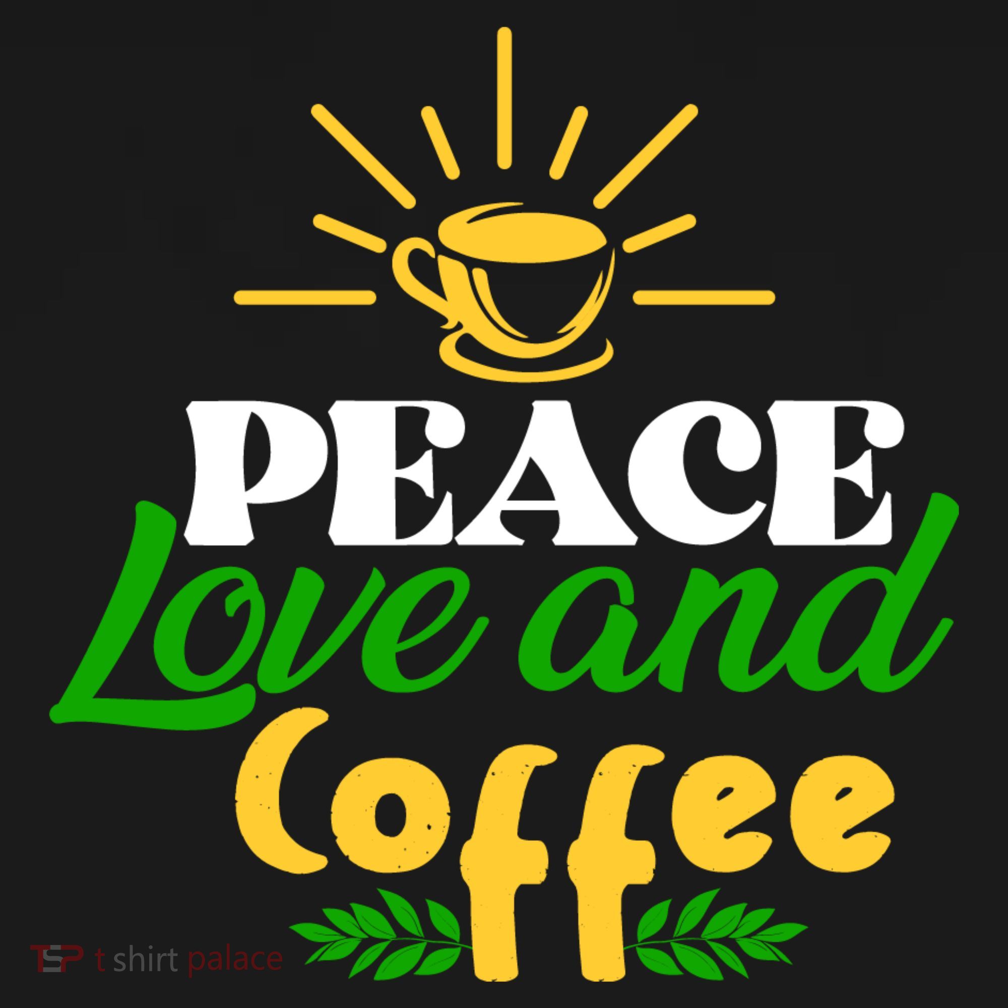 Peace Love & Coffee Motif Pajama Set