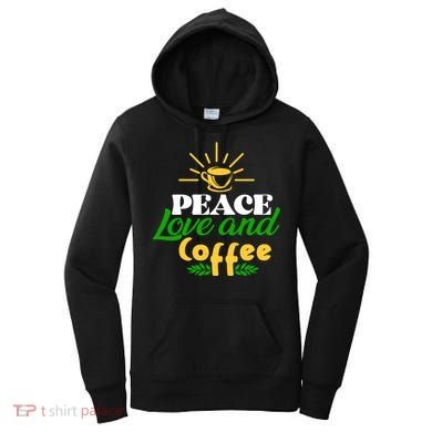Peace Love & Coffee Motif Women's Hoodie